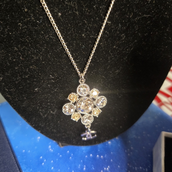 CHANEL Jewelry Chanel Crystal Pendant Necklace Authentic Dustbag